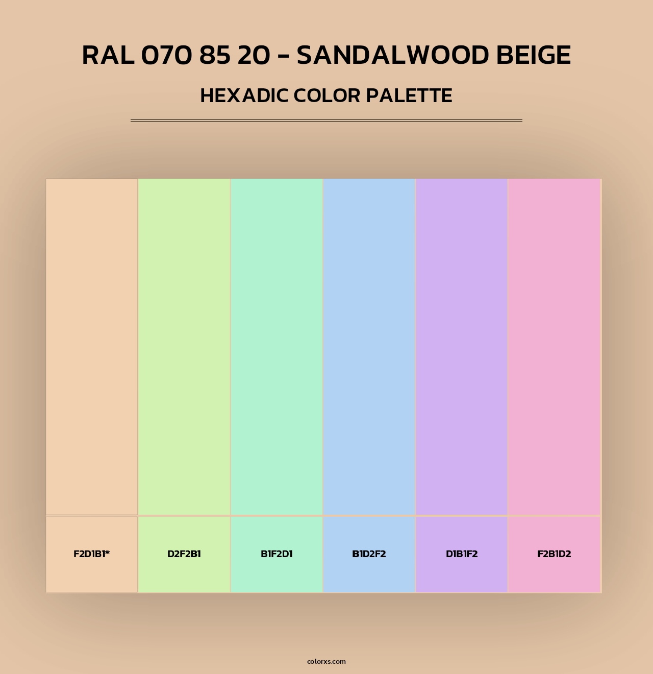 RAL 070 85 20 - Sandalwood Beige - Hexadic Color Palette