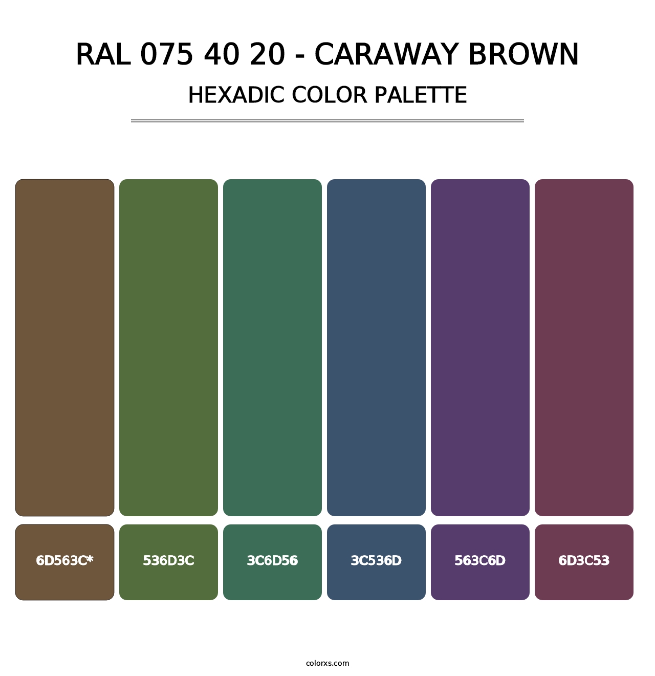 RAL 075 40 20 - Caraway Brown - Hexadic Color Palette