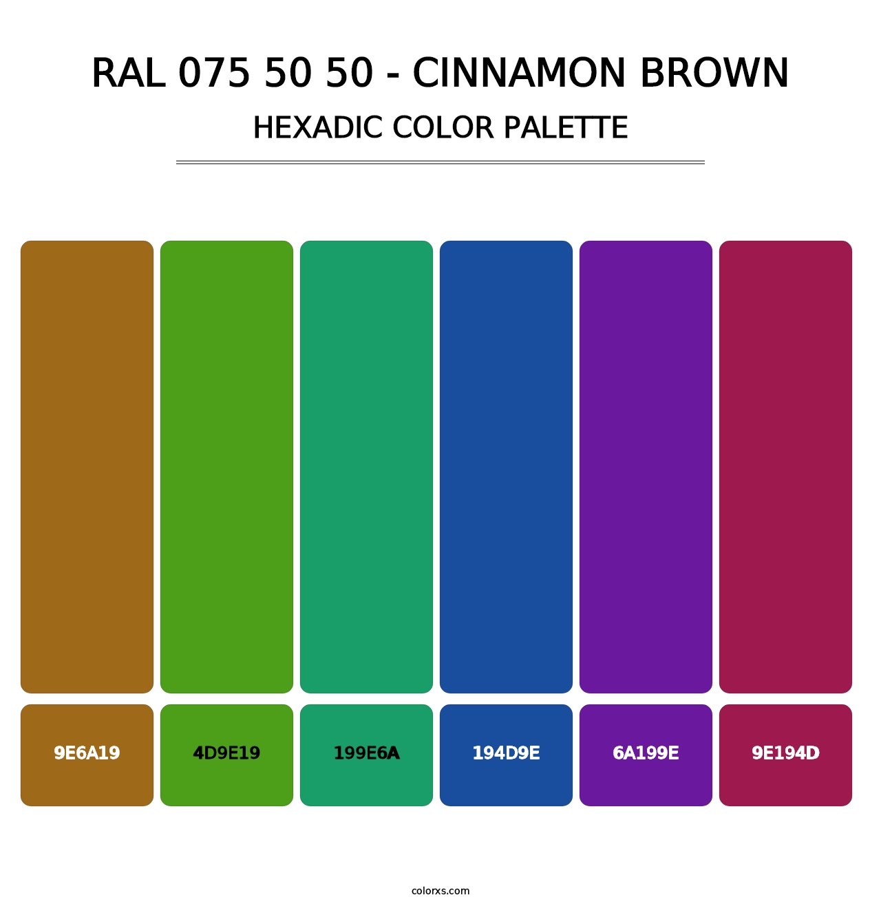 RAL 075 50 50 - Cinnamon Brown - Hexadic Color Palette