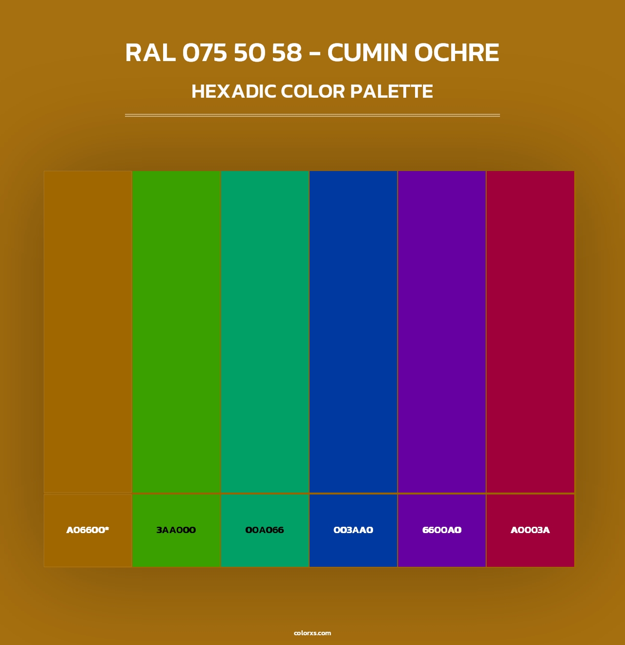 RAL 075 50 58 - Cumin Ochre - Hexadic Color Palette