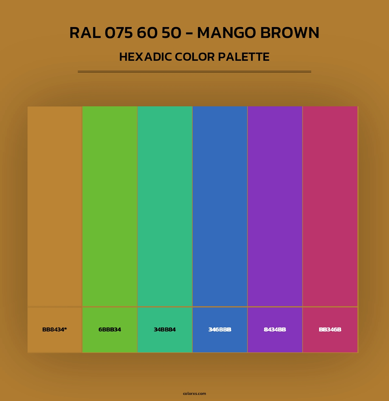RAL 075 60 50 - Mango Brown - Hexadic Color Palette