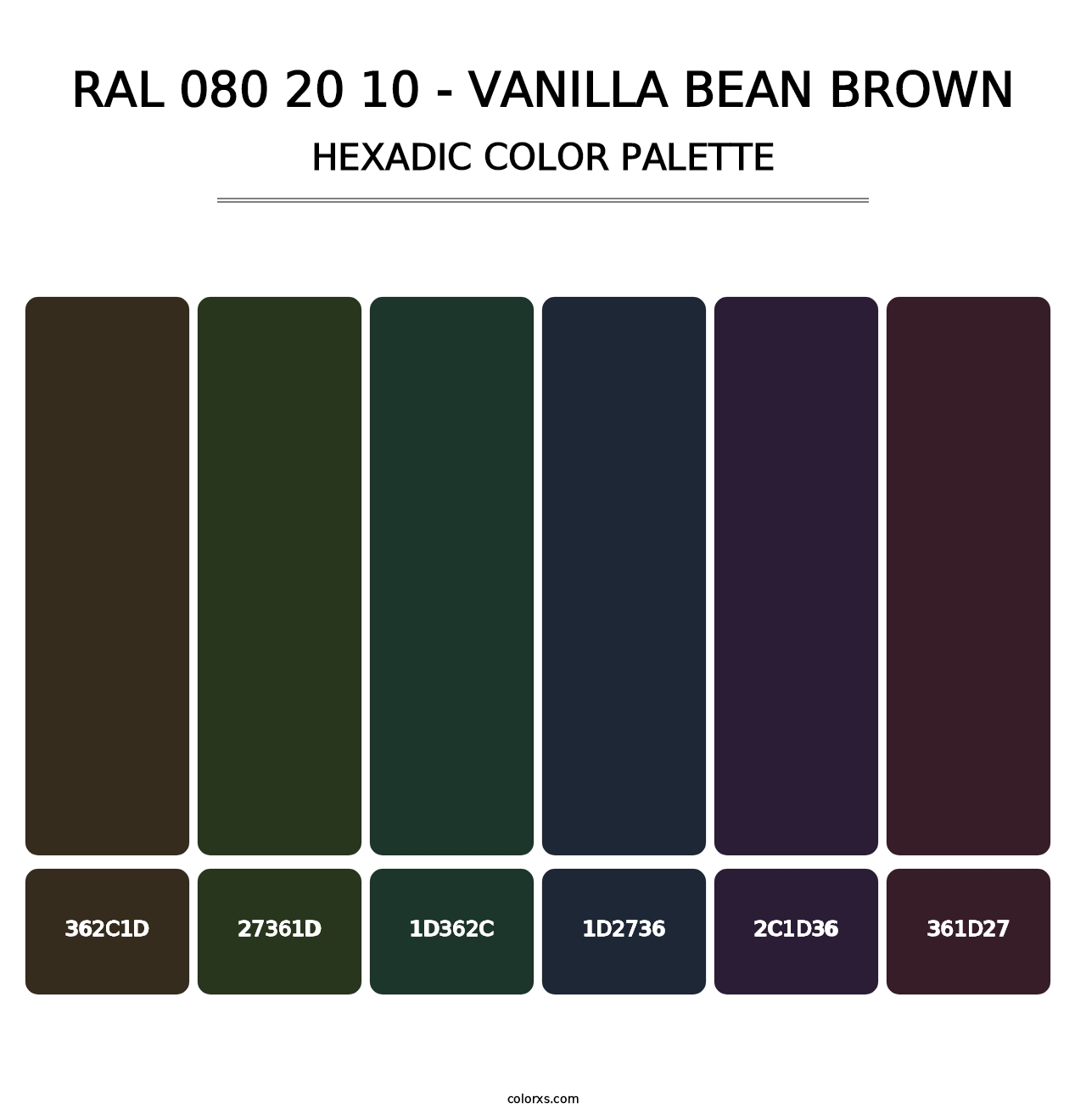 RAL 080 20 10 - Vanilla Bean Brown - Hexadic Color Palette