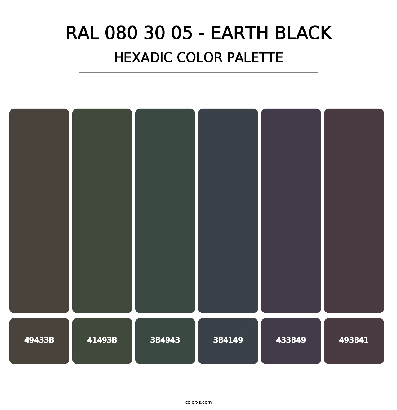 RAL 080 30 05 - Earth Black - Hexadic Color Palette