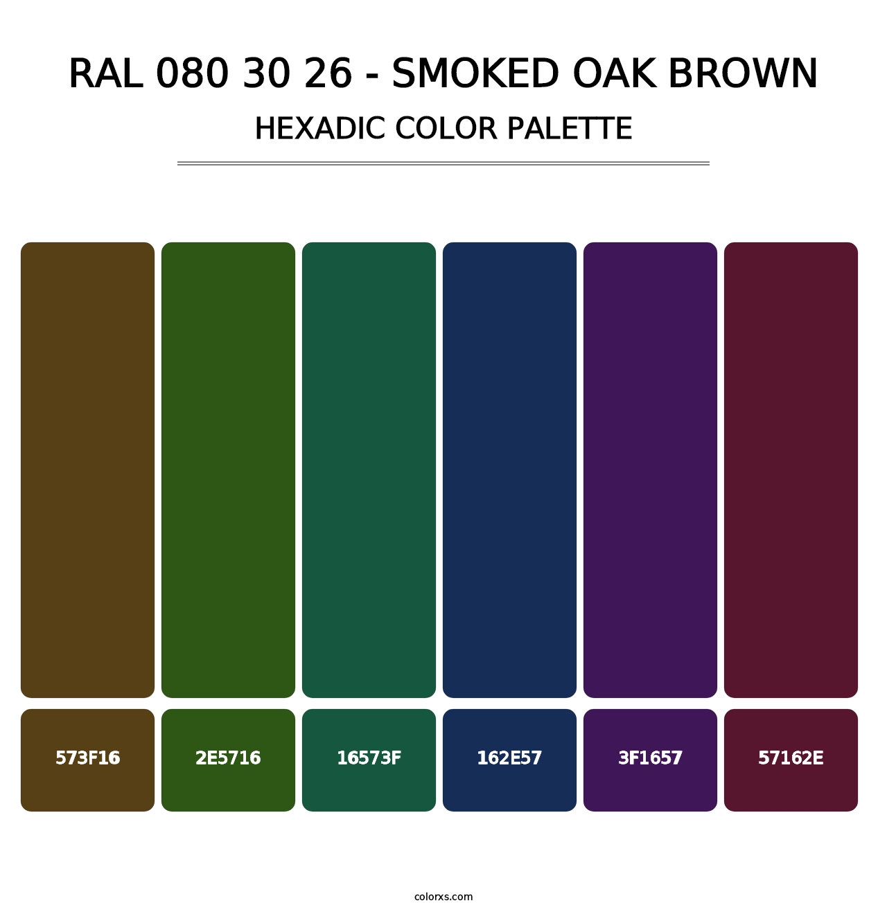 RAL 080 30 26 - Smoked Oak Brown - Hexadic Color Palette