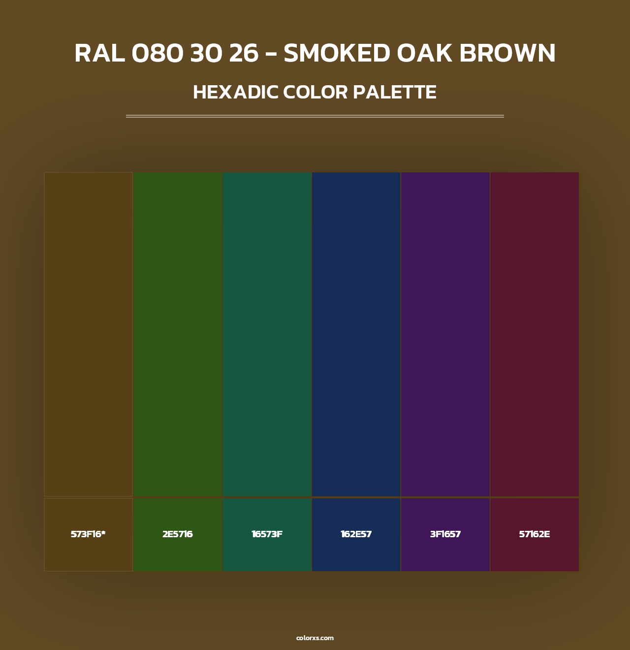 RAL 080 30 26 - Smoked Oak Brown - Hexadic Color Palette
