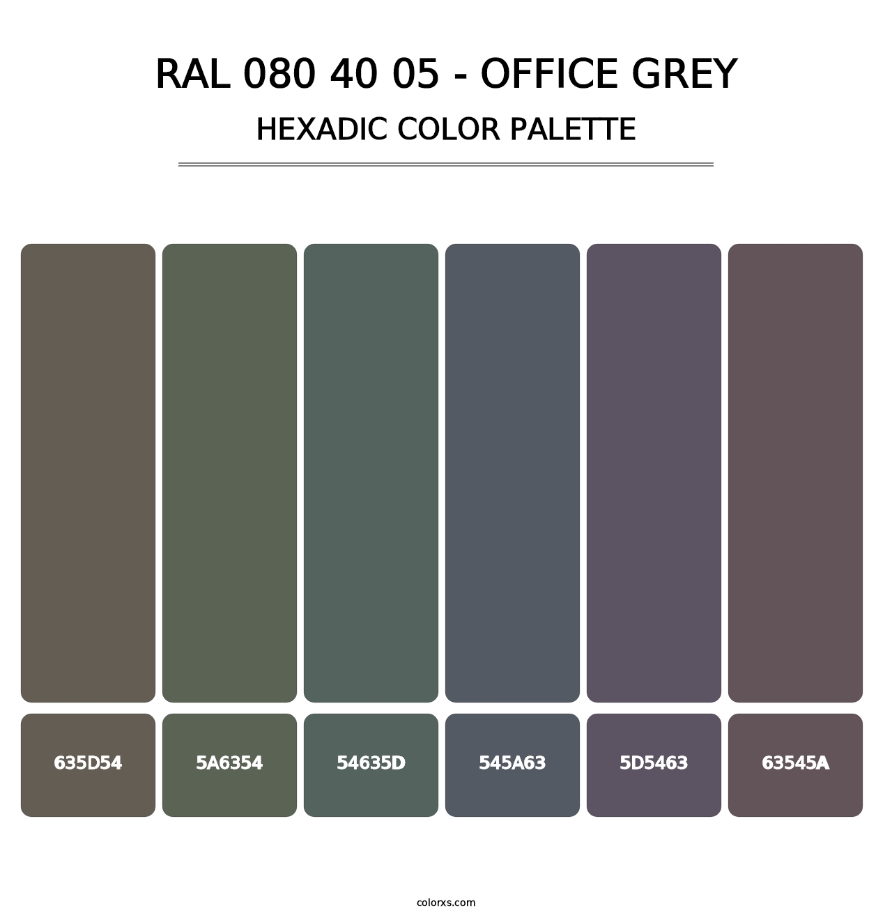 RAL 080 40 05 - Office Grey - Hexadic Color Palette
