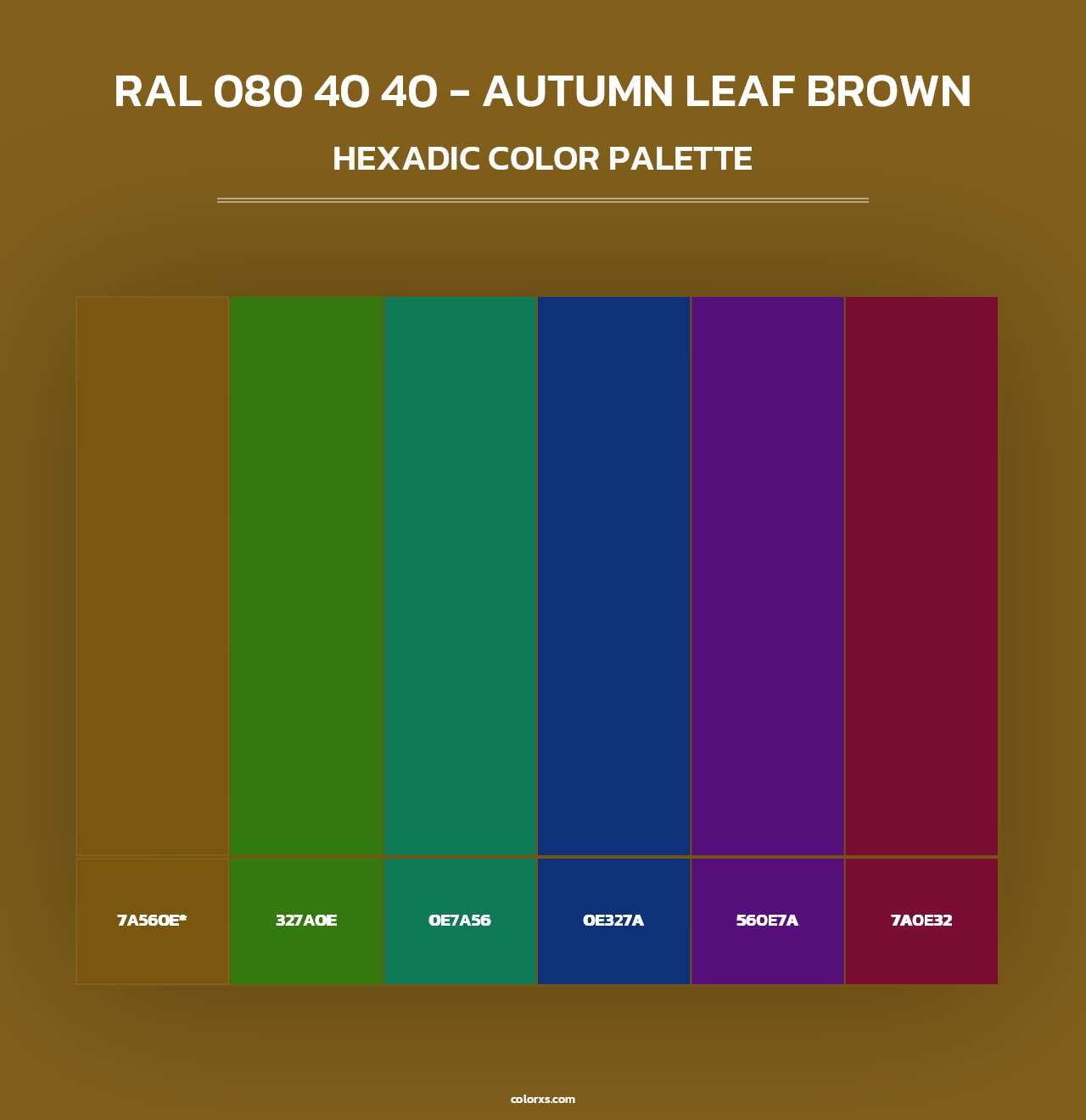 RAL 080 40 40 - Autumn Leaf Brown - Hexadic Color Palette