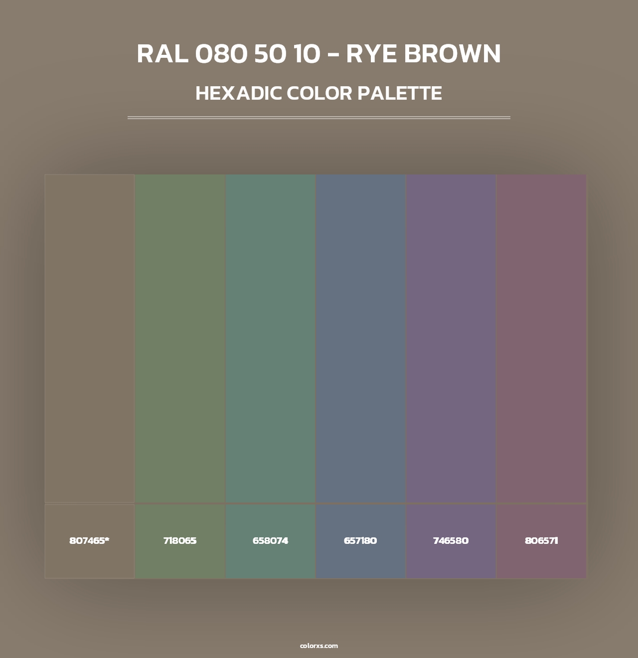 RAL 080 50 10 - Rye Brown - Hexadic Color Palette