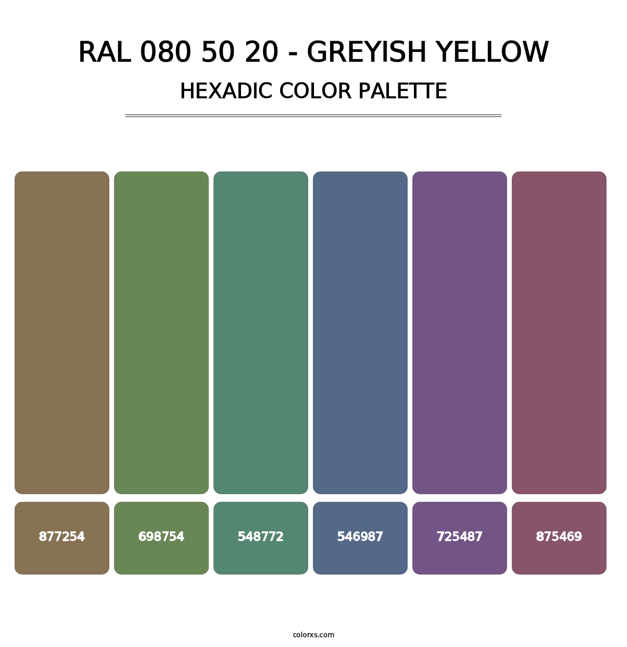 RAL 080 50 20 - Greyish Yellow - Hexadic Color Palette
