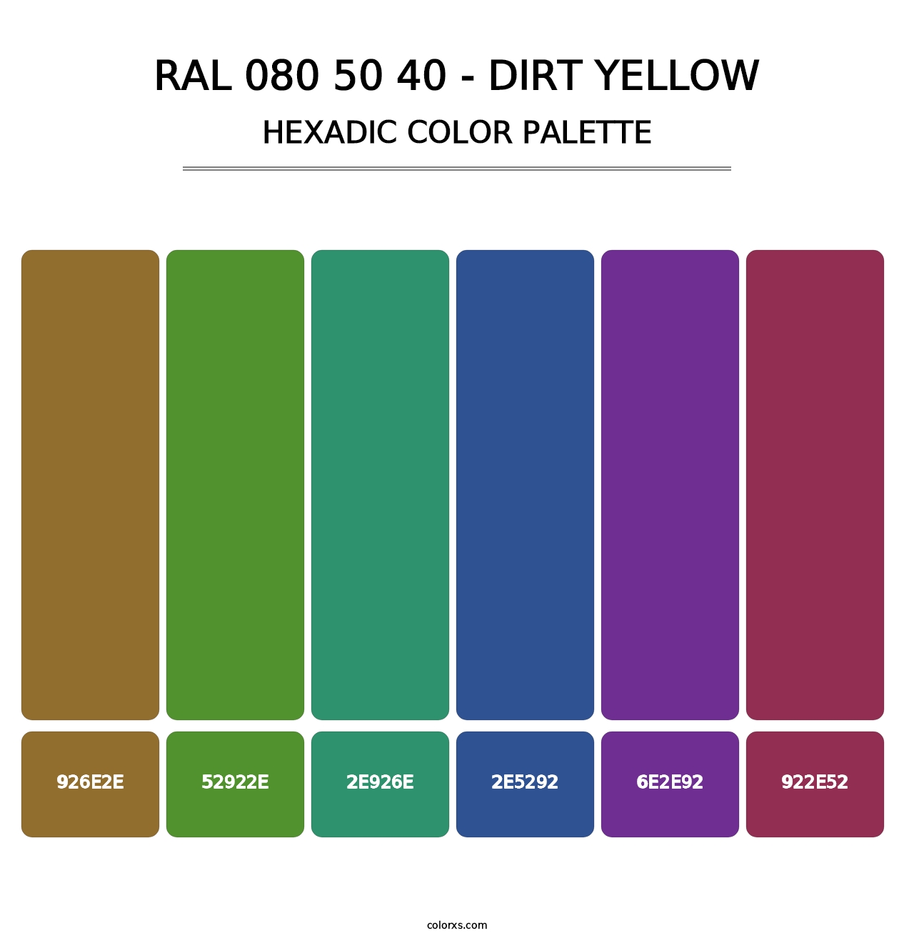 RAL 080 50 40 - Dirt Yellow - Hexadic Color Palette