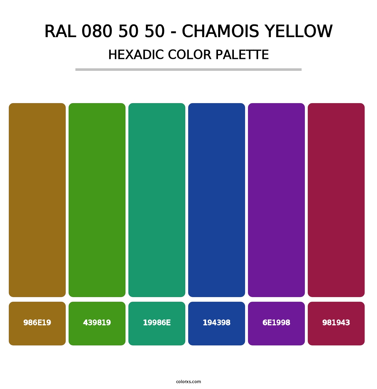 RAL 080 50 50 - Chamois Yellow - Hexadic Color Palette