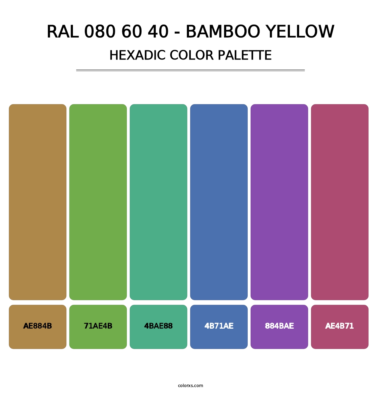 RAL 080 60 40 - Bamboo Yellow - Hexadic Color Palette