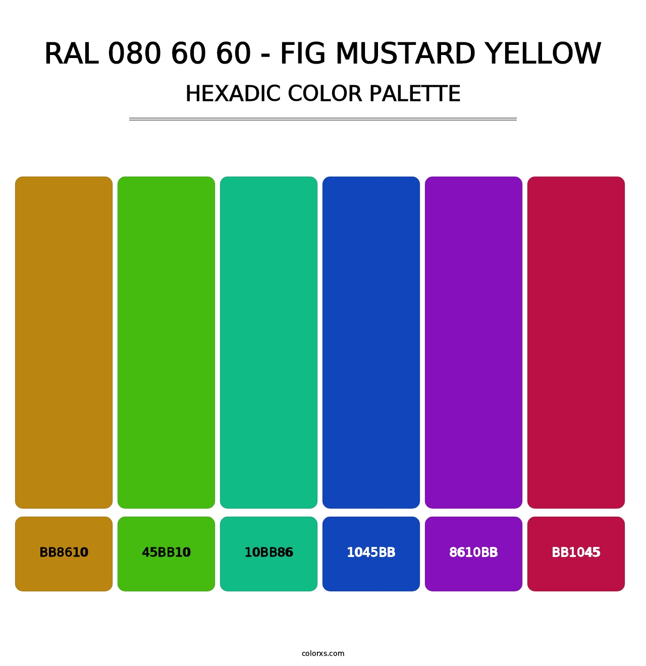 RAL 080 60 60 - Fig Mustard Yellow - Hexadic Color Palette
