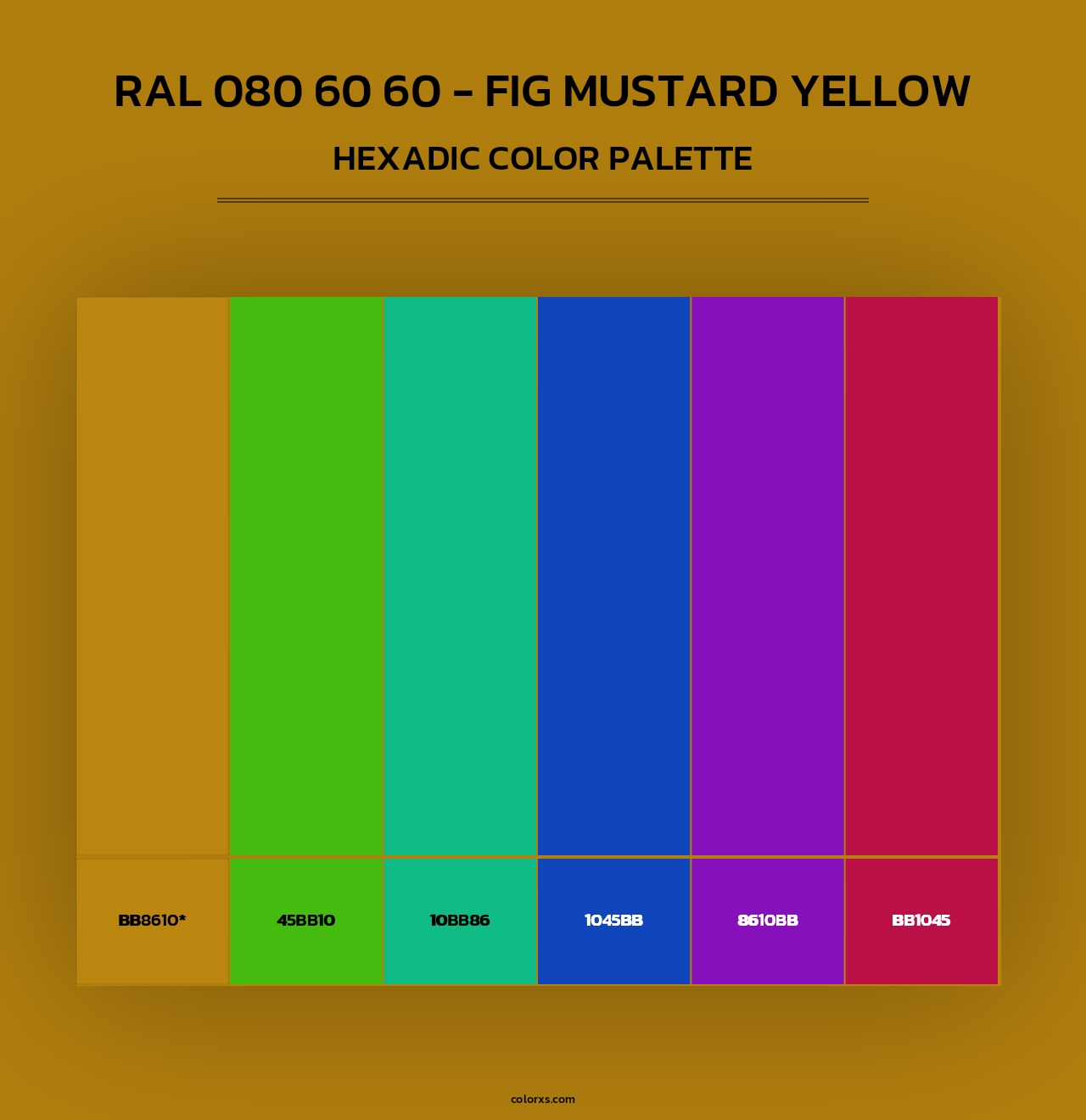 RAL 080 60 60 - Fig Mustard Yellow - Hexadic Color Palette