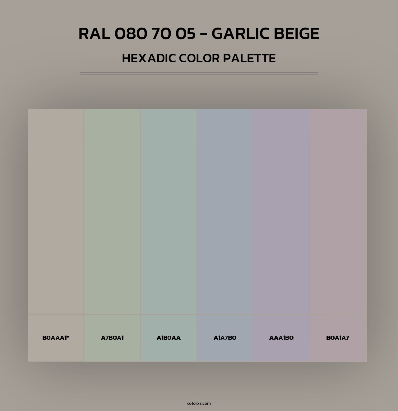 RAL 080 70 05 - Garlic Beige - Hexadic Color Palette