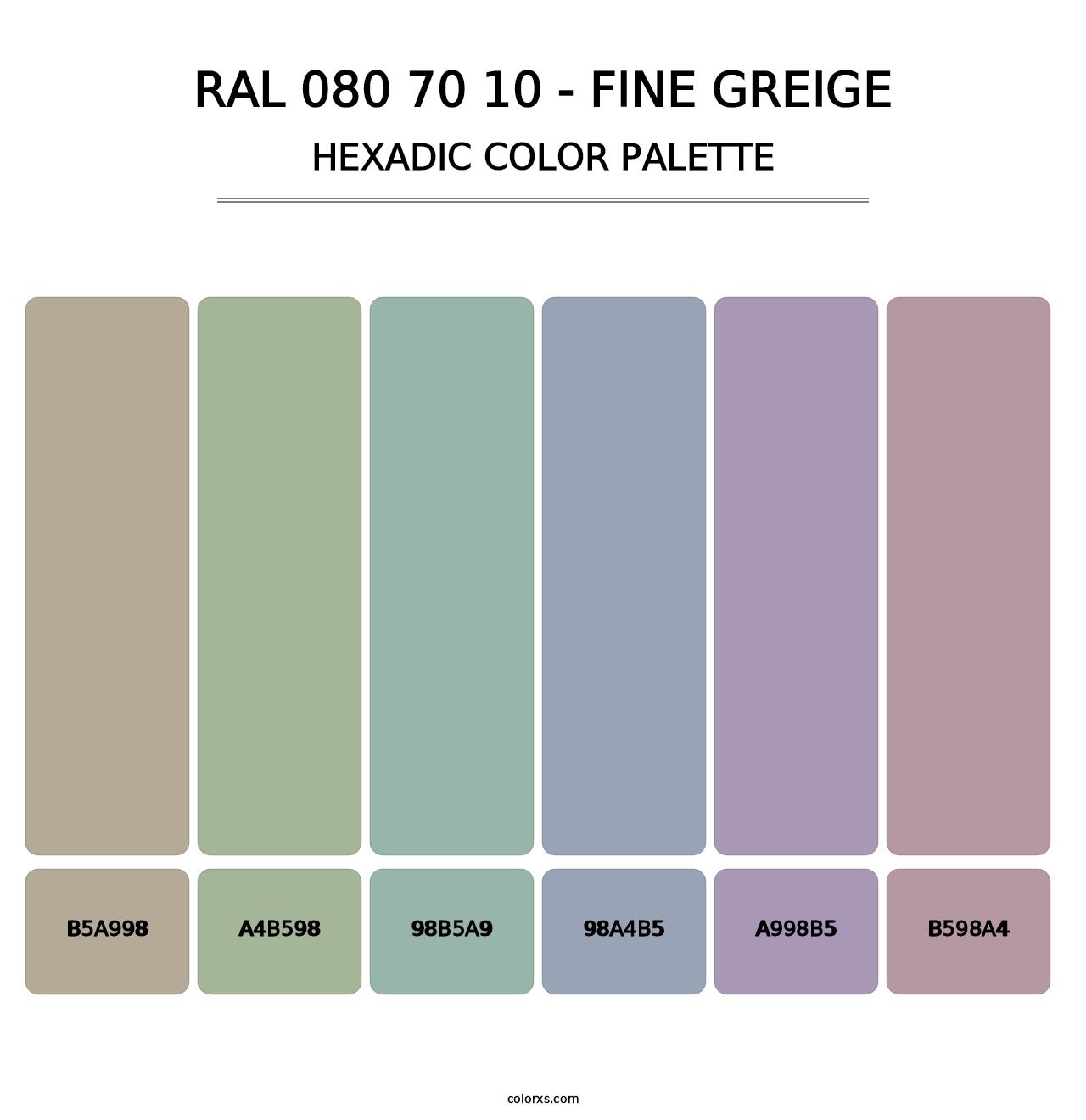 RAL 080 70 10 - Fine Greige - Hexadic Color Palette