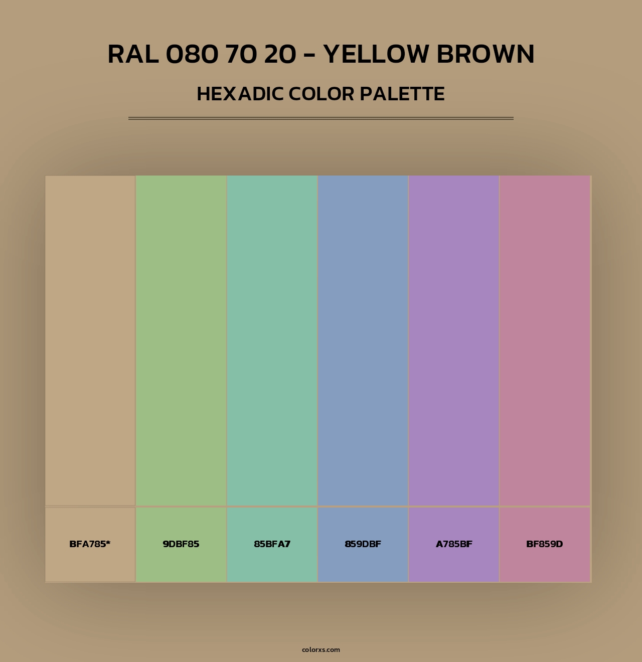RAL 080 70 20 - Yellow Brown - Hexadic Color Palette