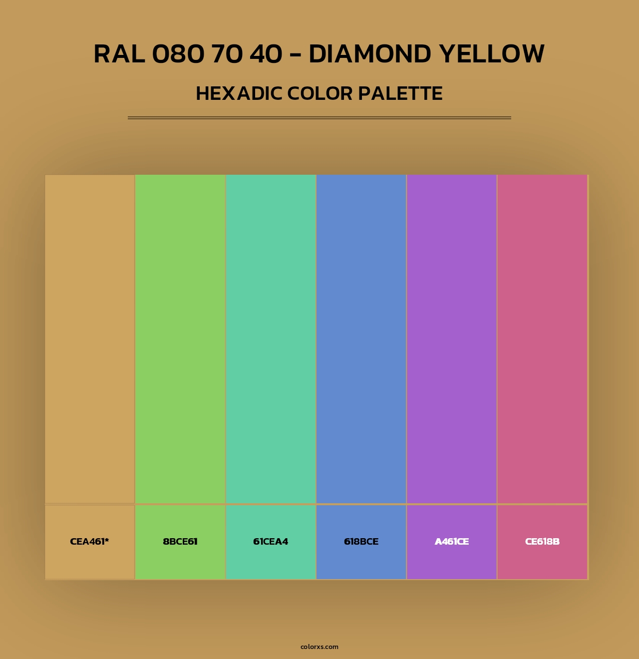 RAL 080 70 40 - Diamond Yellow - Hexadic Color Palette