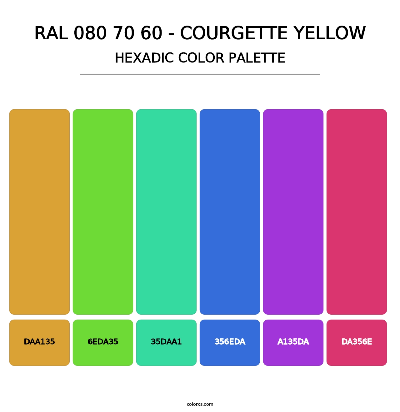 RAL 080 70 60 - Courgette Yellow - Hexadic Color Palette