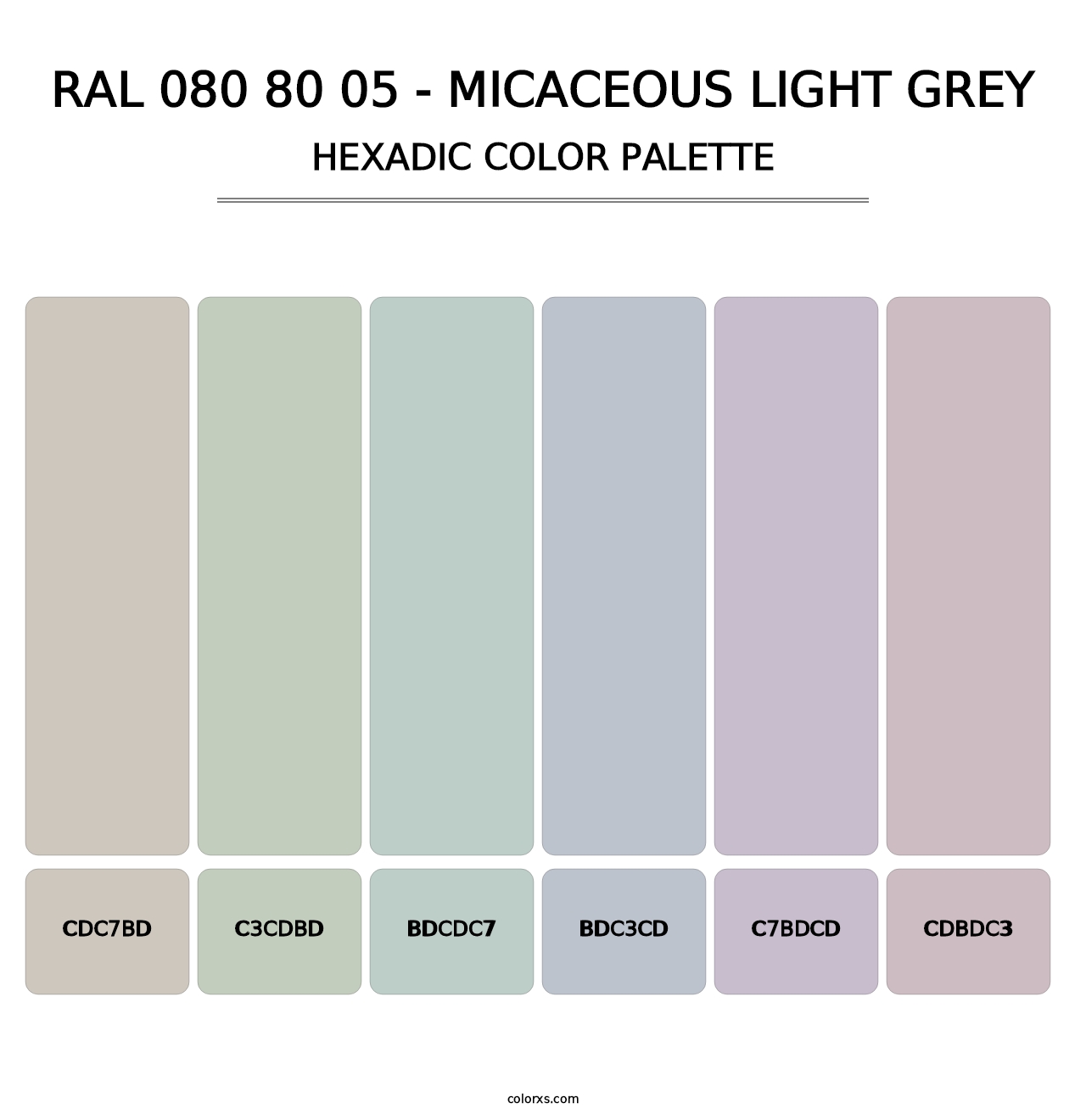 RAL 080 80 05 - Micaceous Light Grey - Hexadic Color Palette
