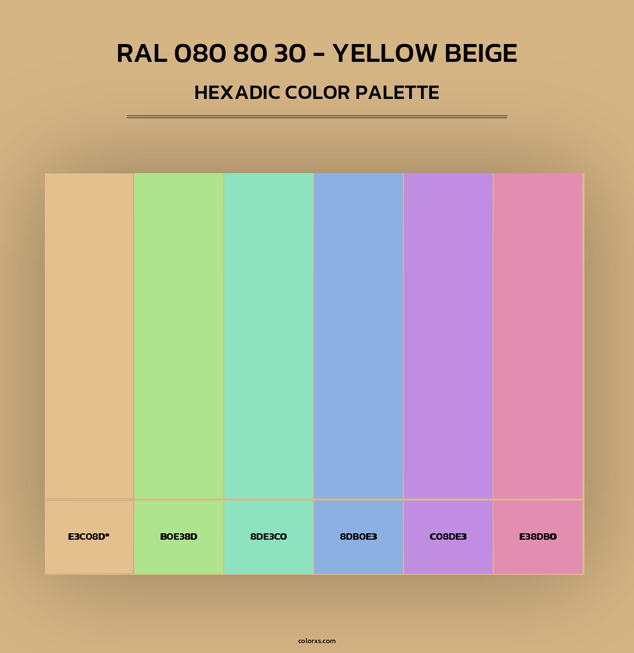 RAL 080 80 30 - Yellow Beige - Hexadic Color Palette