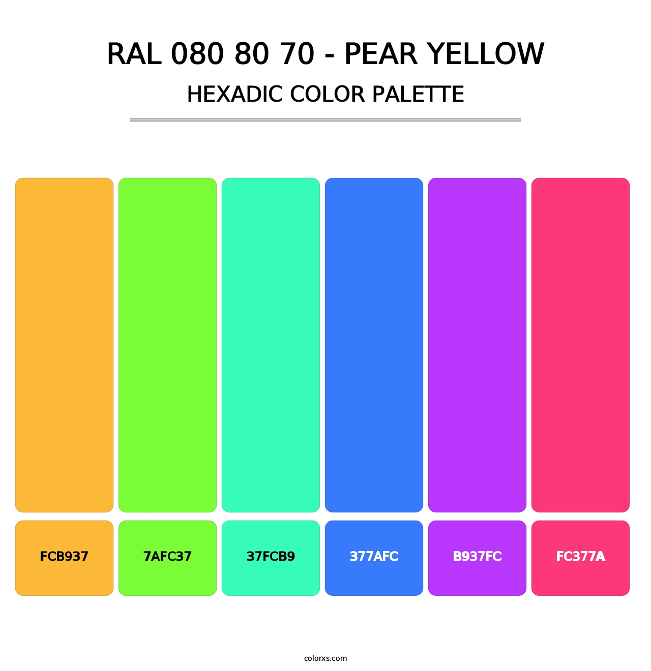 RAL 080 80 70 - Pear Yellow - Hexadic Color Palette