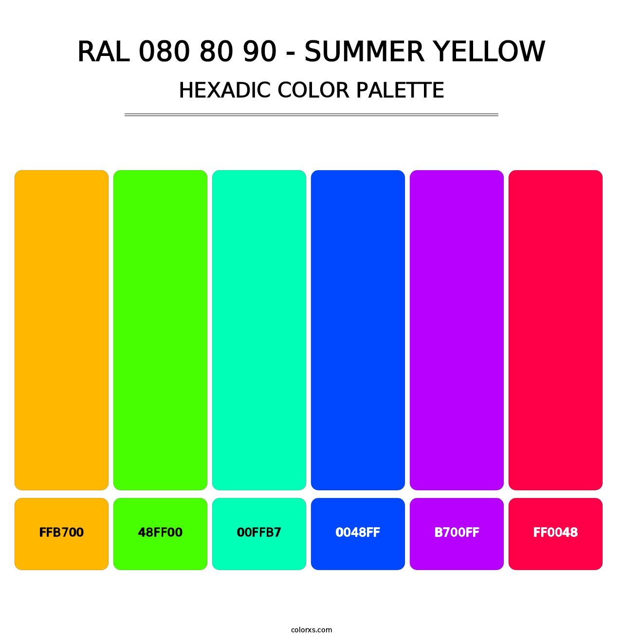 RAL 080 80 90 - Summer Yellow - Hexadic Color Palette