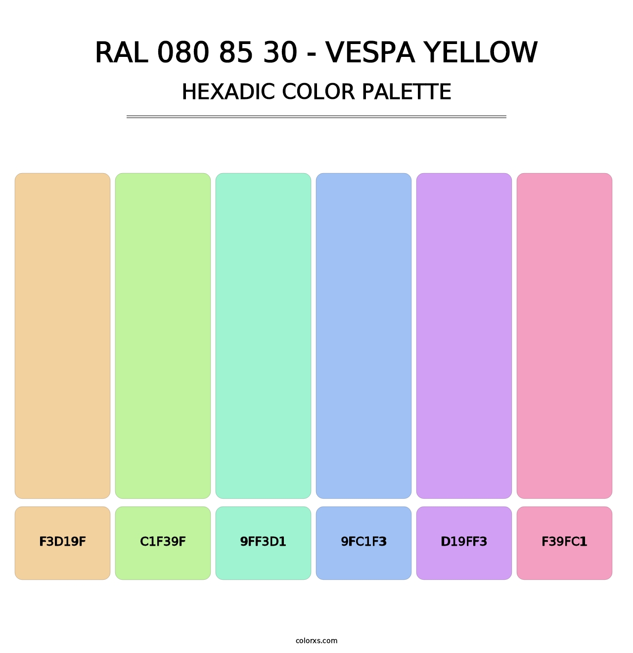 RAL 080 85 30 - Vespa Yellow - Hexadic Color Palette