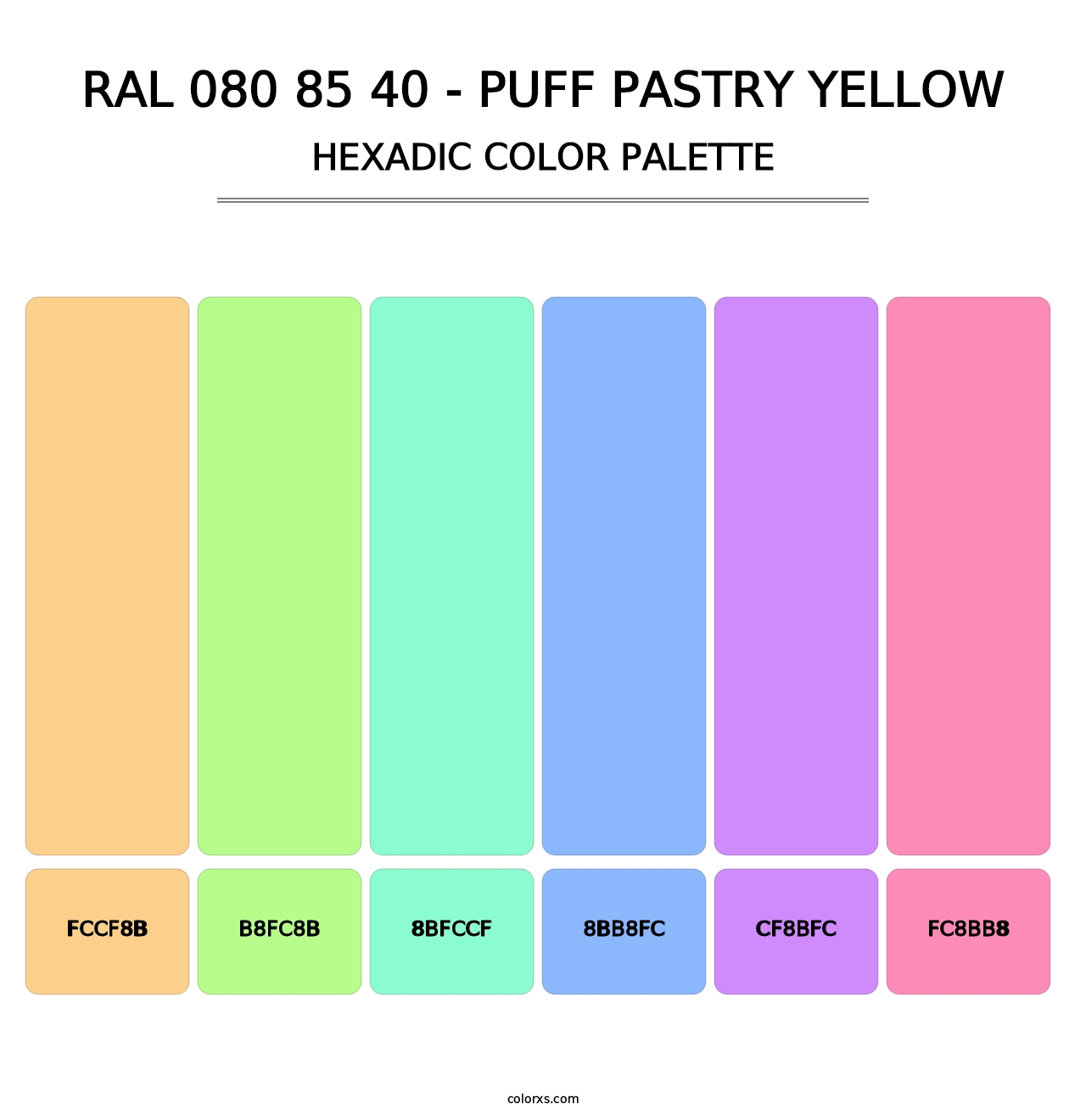 RAL 080 85 40 - Puff Pastry Yellow - Hexadic Color Palette