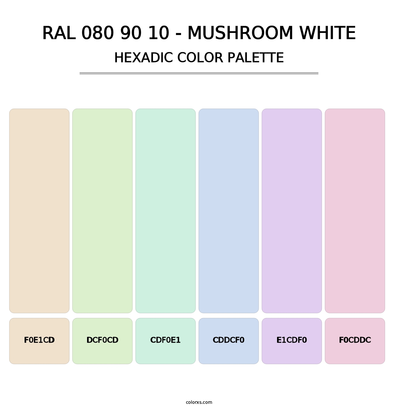 RAL 080 90 10 - Mushroom White - Hexadic Color Palette