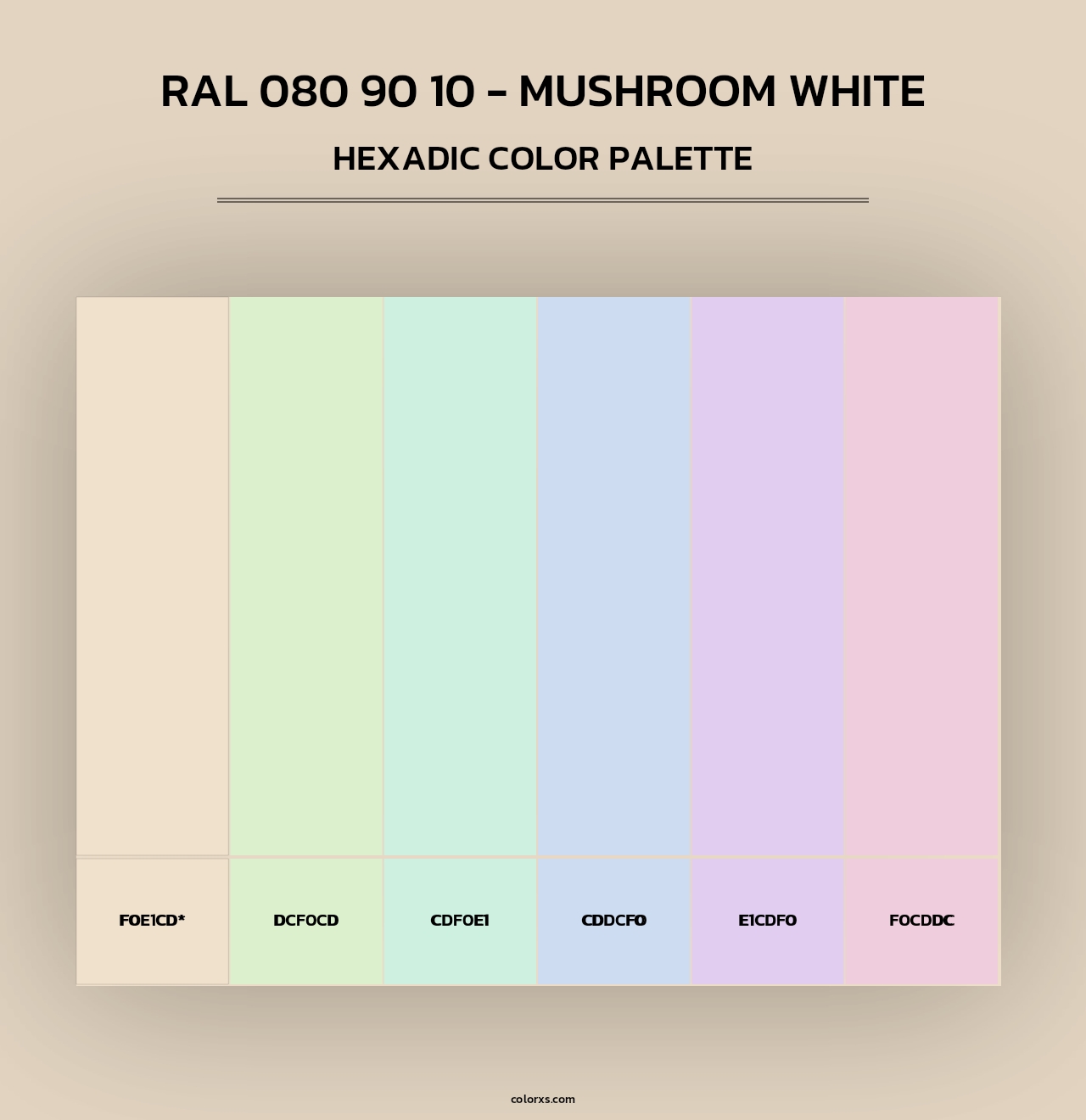 RAL 080 90 10 - Mushroom White - Hexadic Color Palette