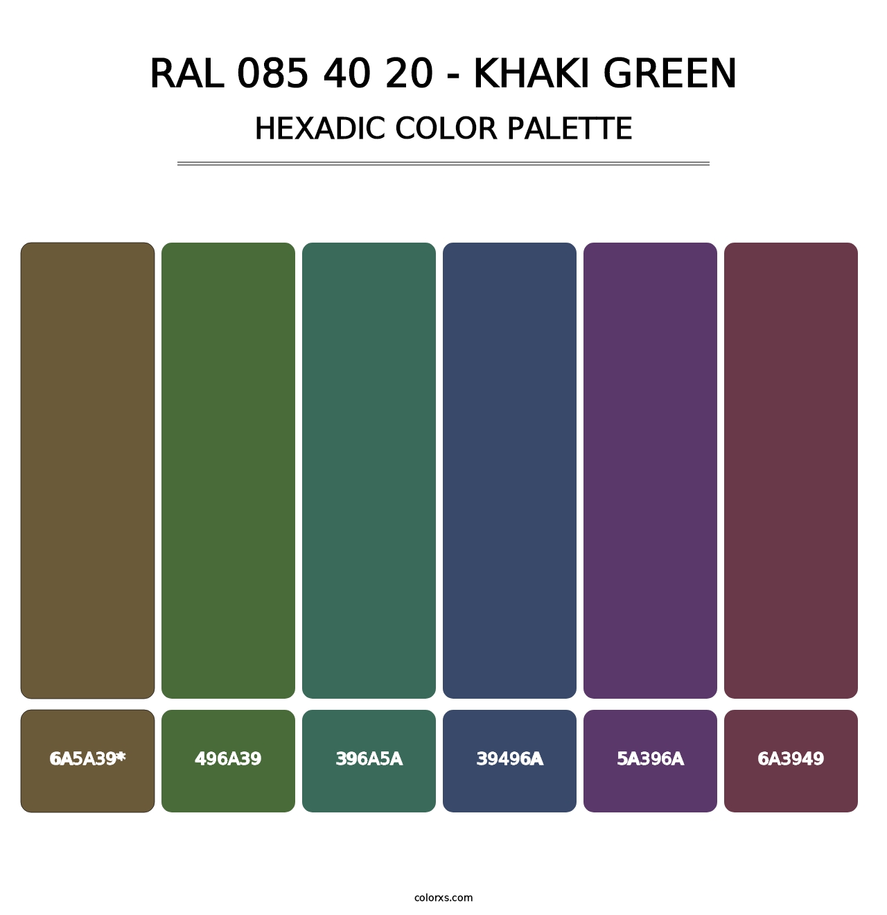 RAL 085 40 20 - Khaki Green - Hexadic Color Palette