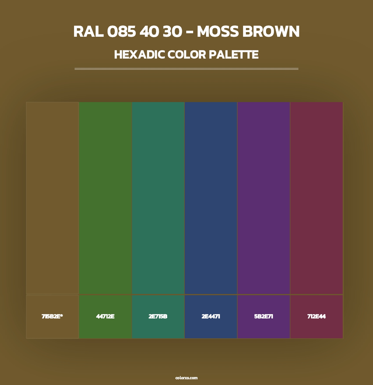 RAL 085 40 30 - Moss Brown - Hexadic Color Palette