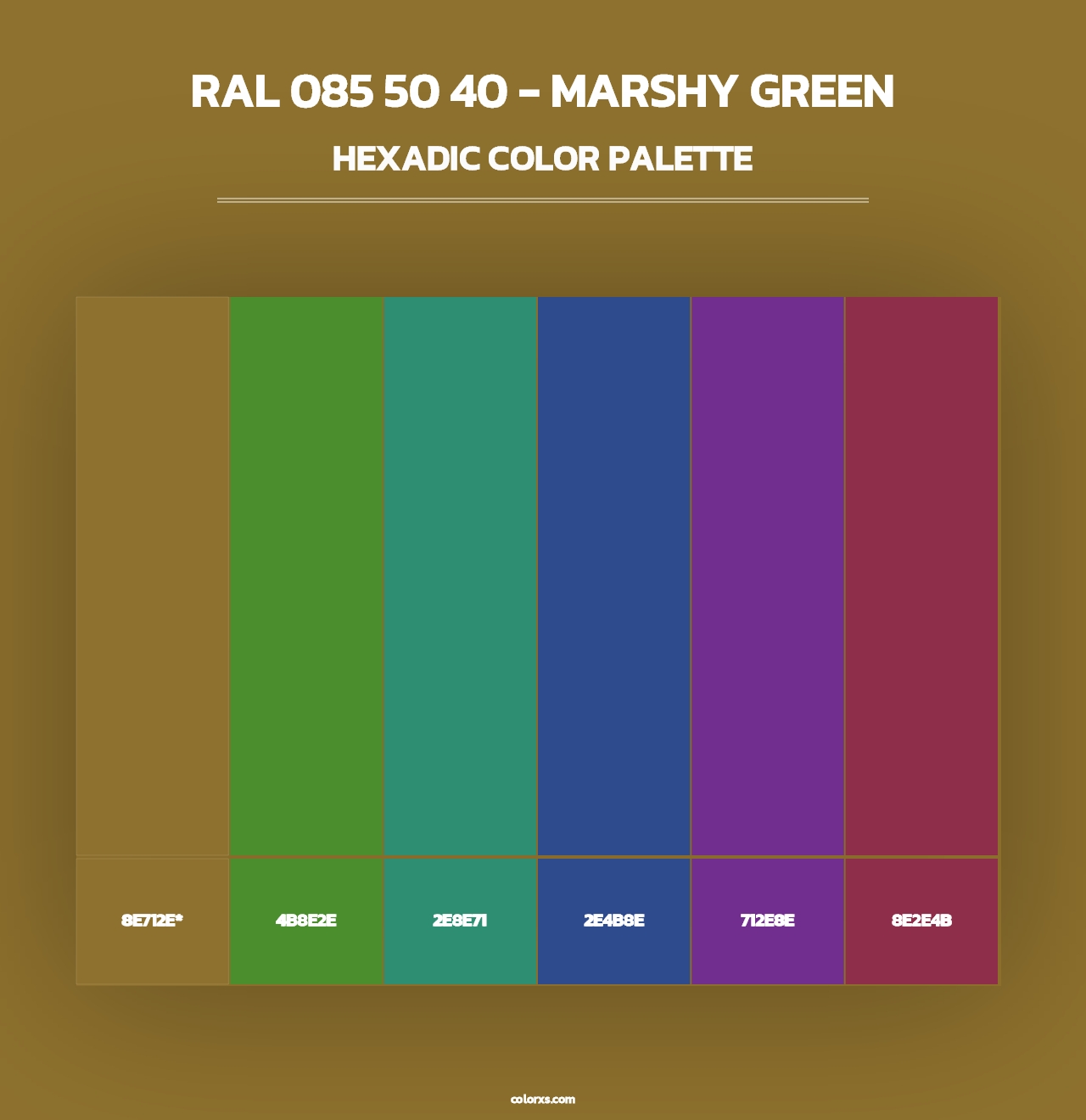 RAL 085 50 40 - Marshy Green - Hexadic Color Palette