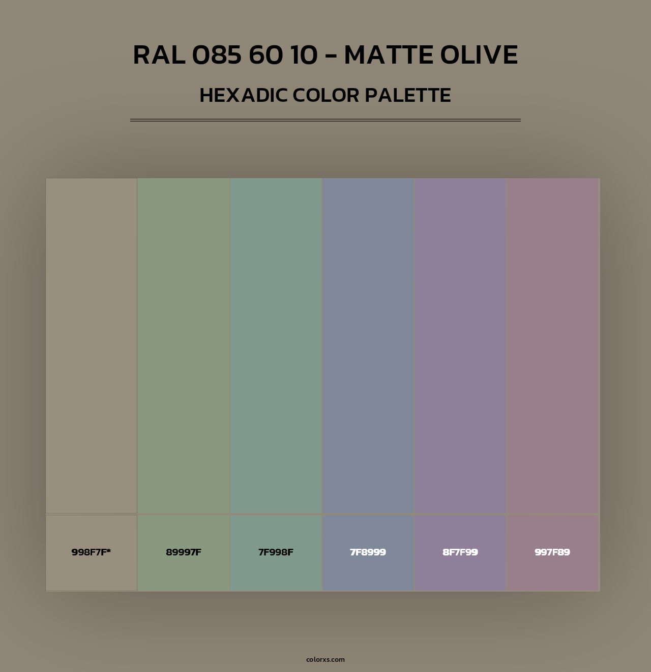 RAL 085 60 10 - Matte Olive - Hexadic Color Palette