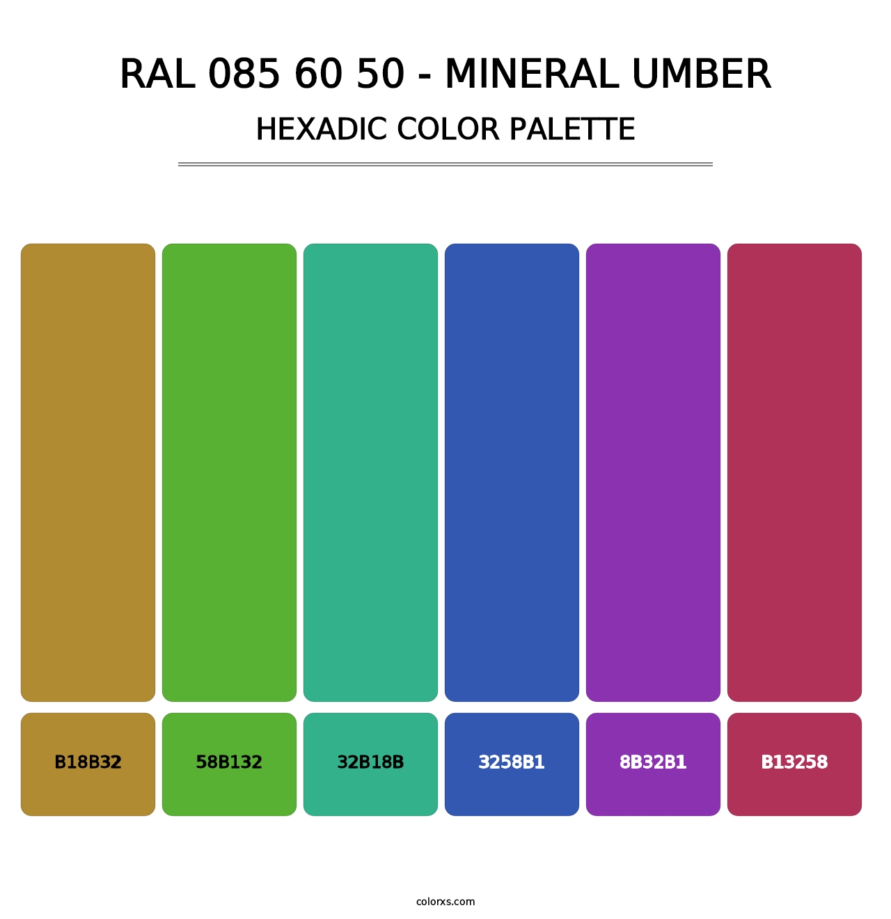 RAL 085 60 50 - Mineral Umber - Hexadic Color Palette