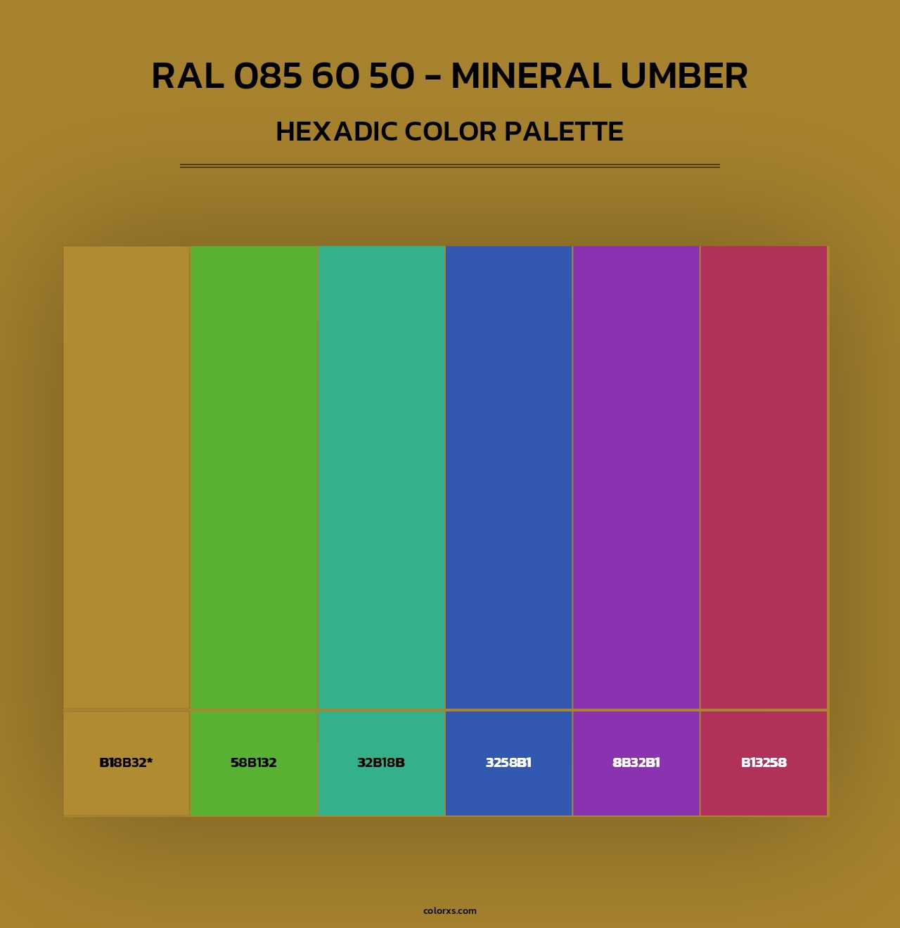RAL 085 60 50 - Mineral Umber - Hexadic Color Palette