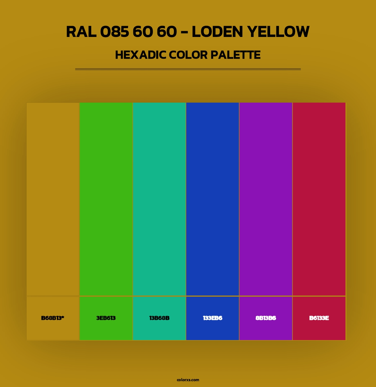 RAL 085 60 60 - Loden Yellow - Hexadic Color Palette
