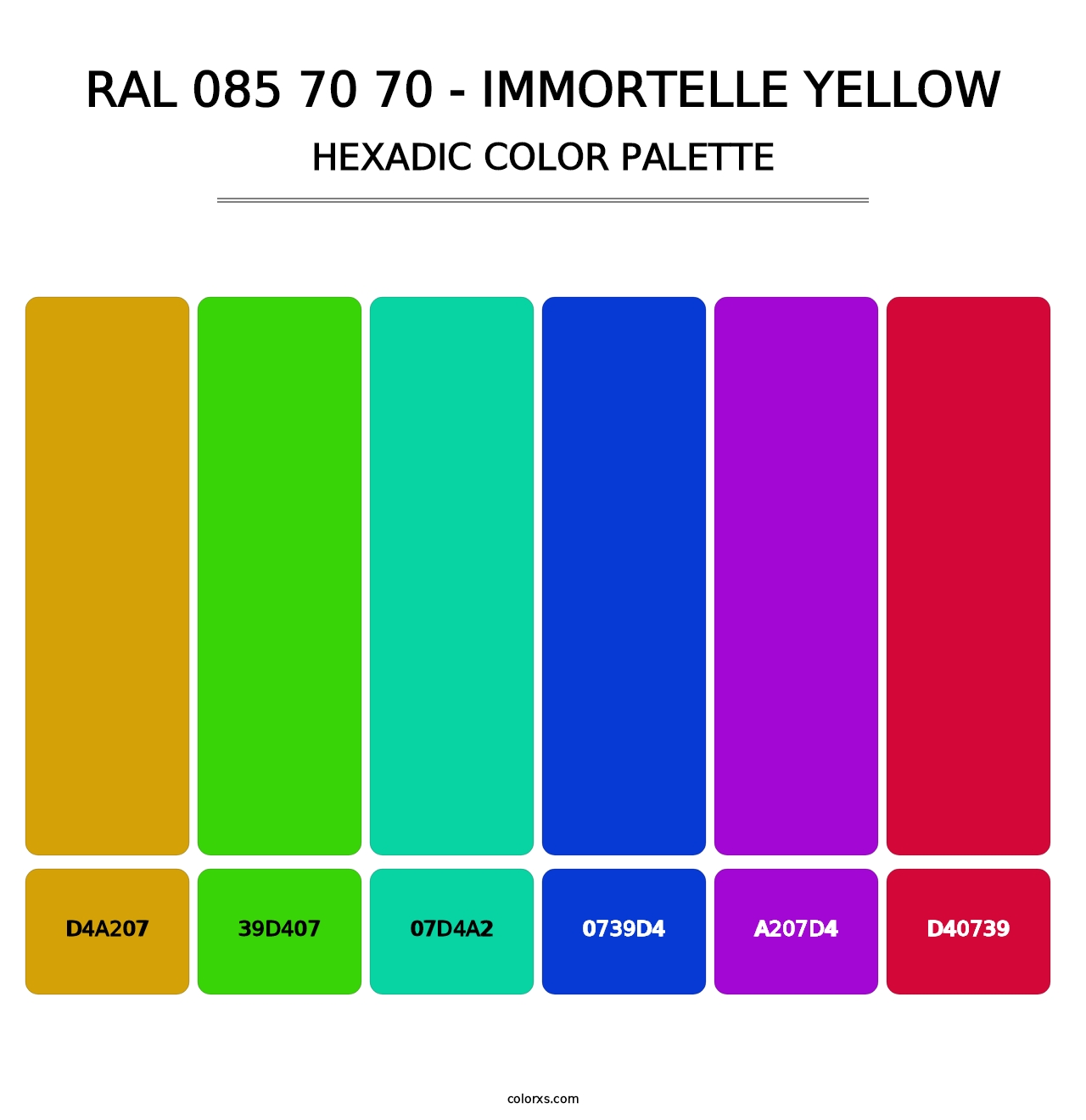 RAL 085 70 70 - Immortelle Yellow - Hexadic Color Palette