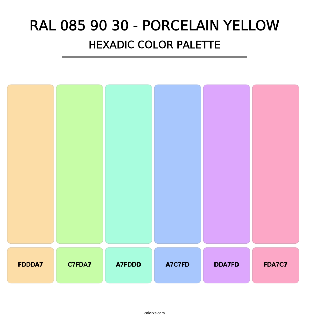 RAL 085 90 30 - Porcelain Yellow - Hexadic Color Palette
