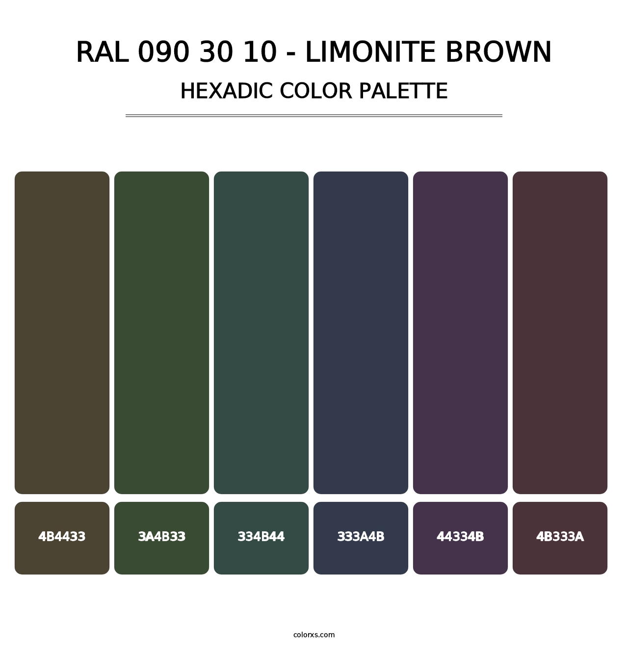 RAL 090 30 10 - Limonite Brown - Hexadic Color Palette