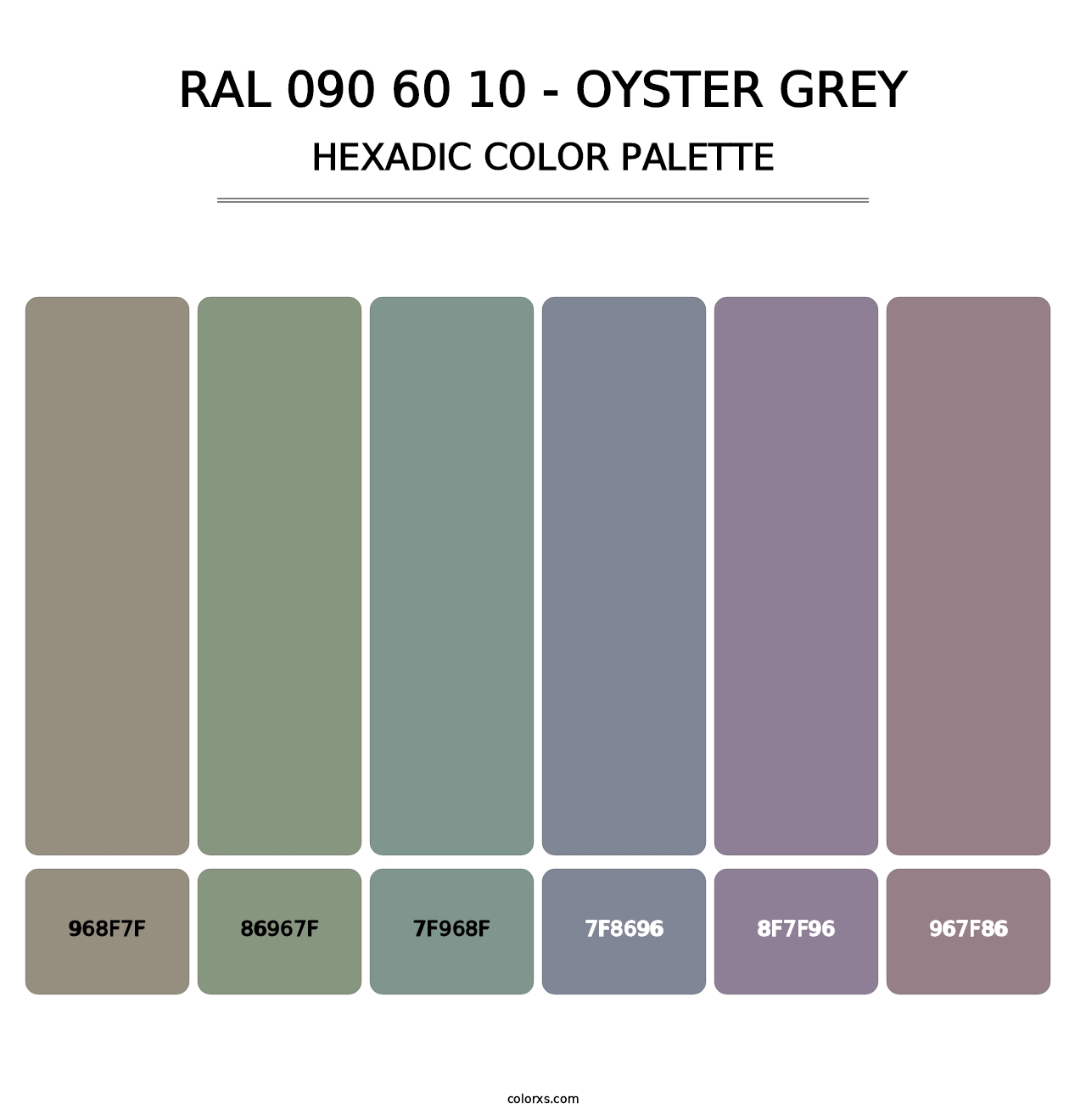 RAL 090 60 10 - Oyster Grey - Hexadic Color Palette