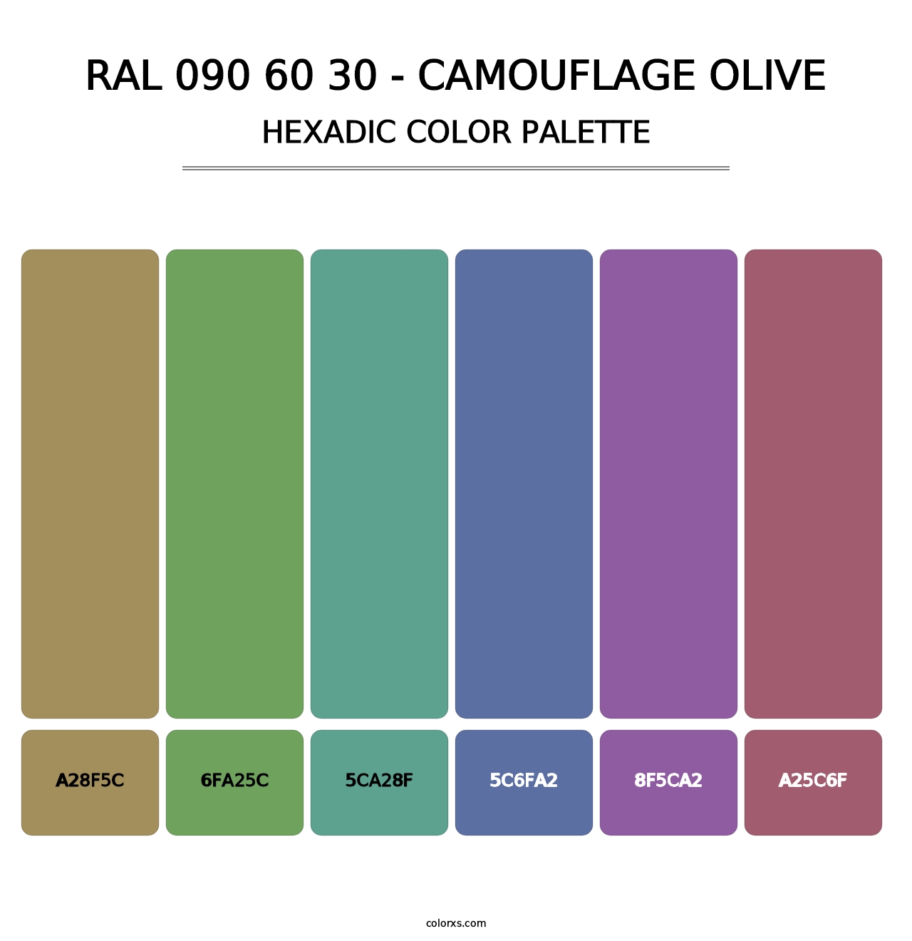 RAL 090 60 30 - Camouflage Olive - Hexadic Color Palette