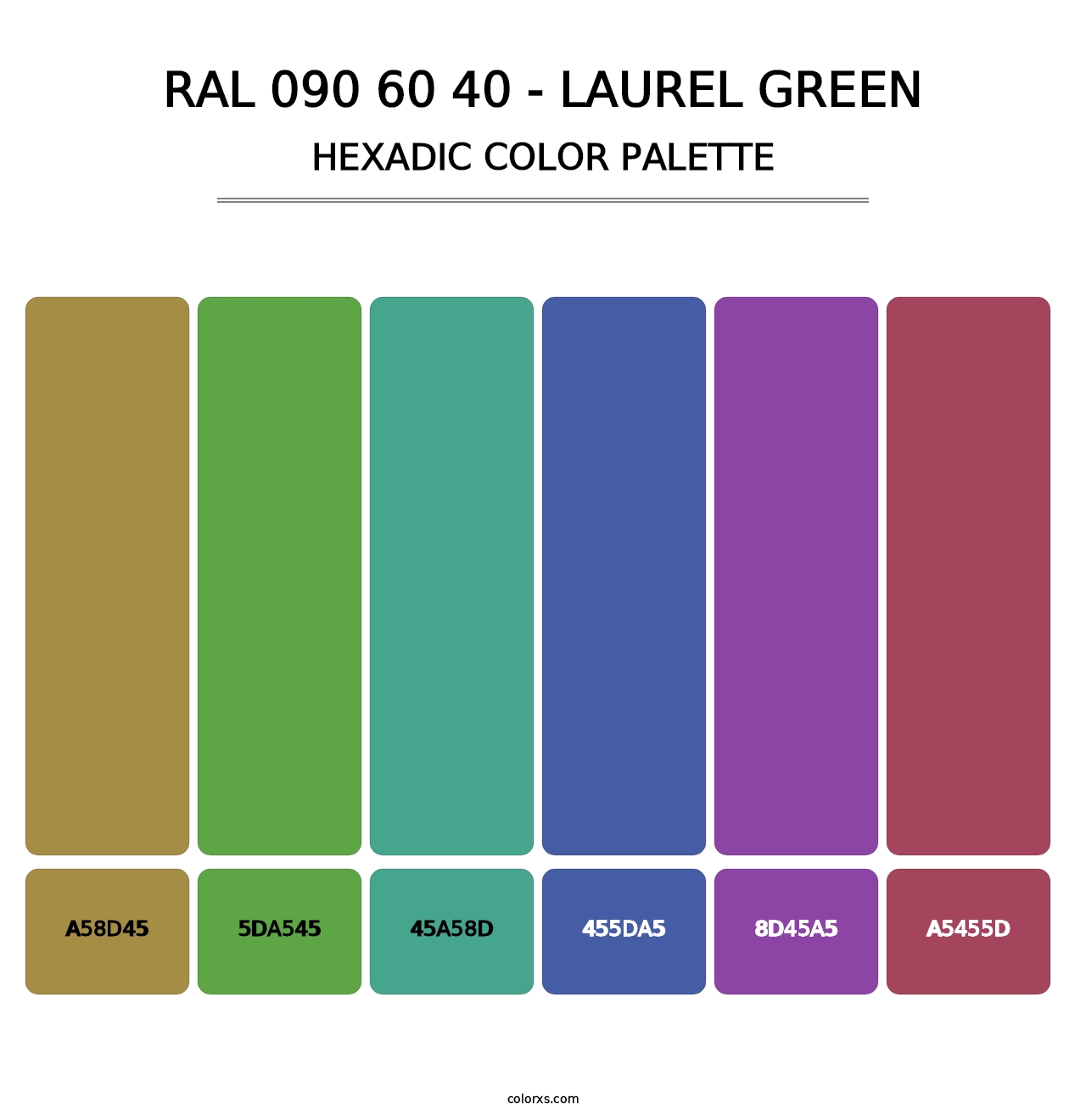 RAL 090 60 40 - Laurel Green - Hexadic Color Palette