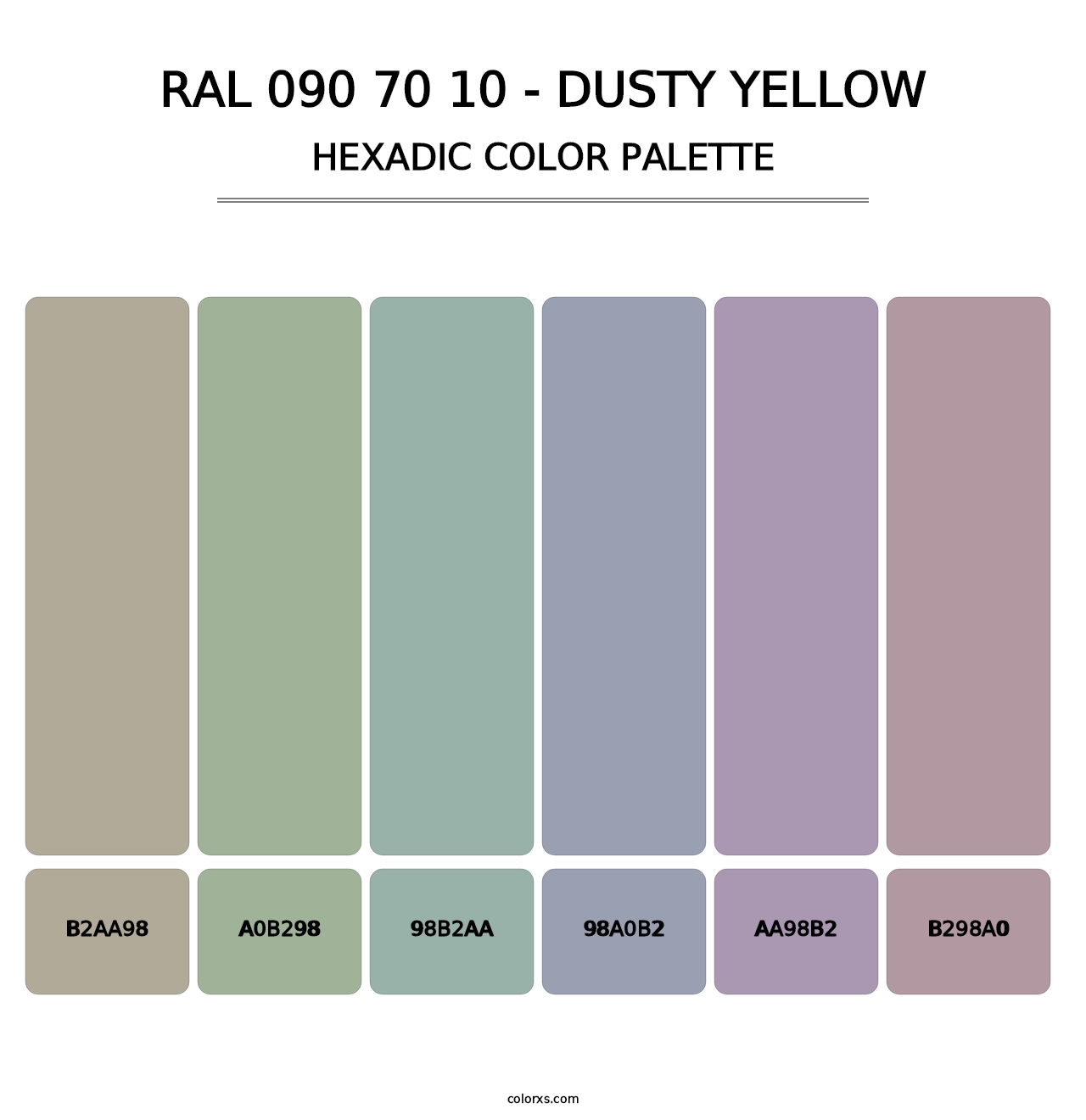 RAL 090 70 10 - Dusty Yellow - Hexadic Color Palette