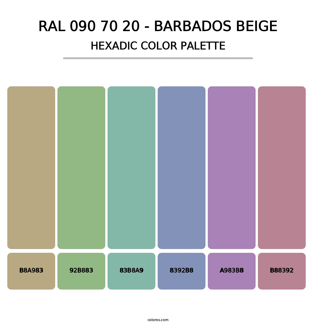RAL 090 70 20 - Barbados Beige - Hexadic Color Palette