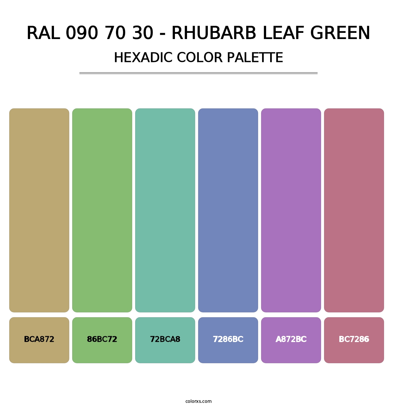 RAL 090 70 30 - Rhubarb Leaf Green - Hexadic Color Palette