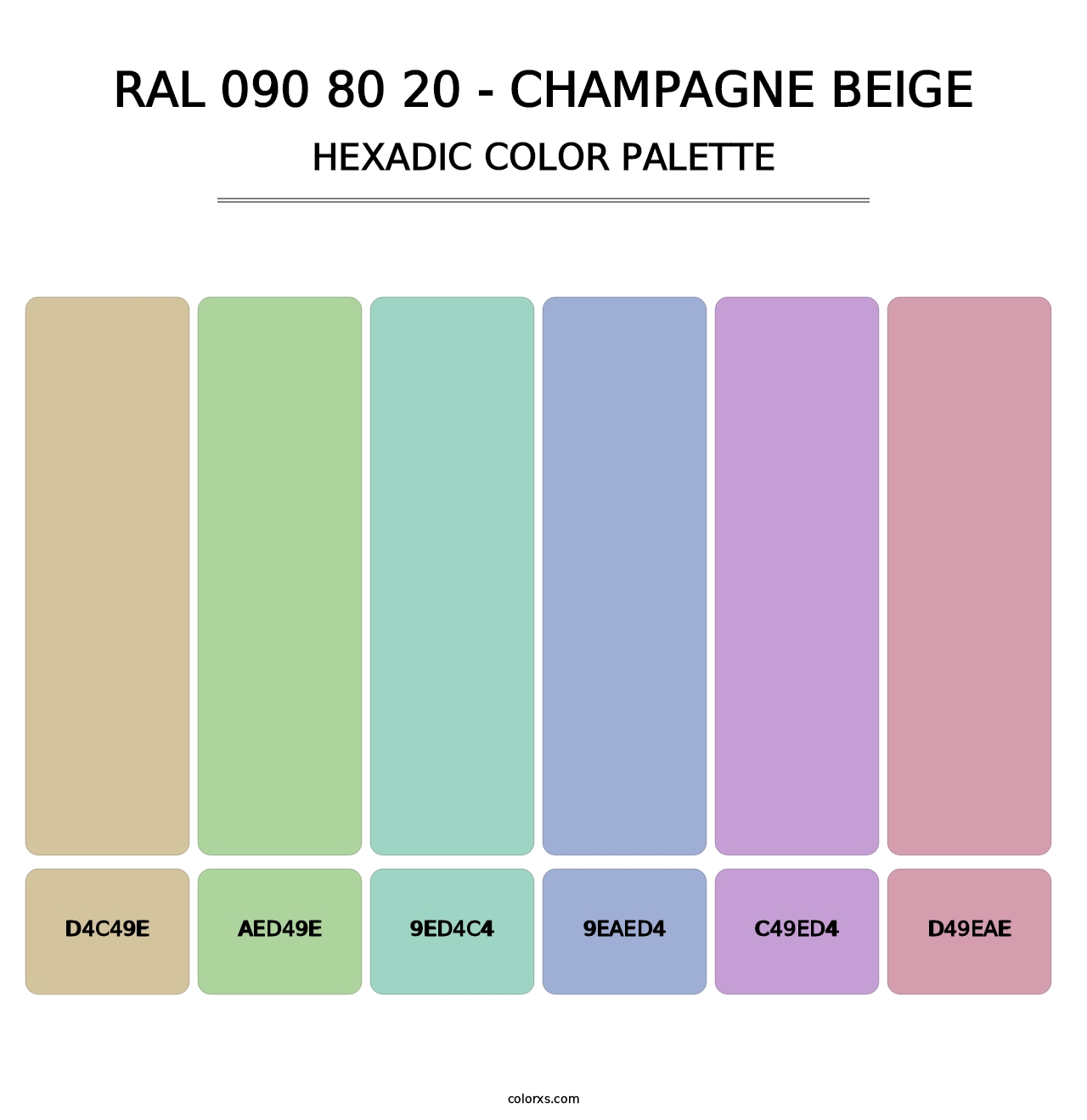 RAL 090 80 20 - Champagne Beige - Hexadic Color Palette