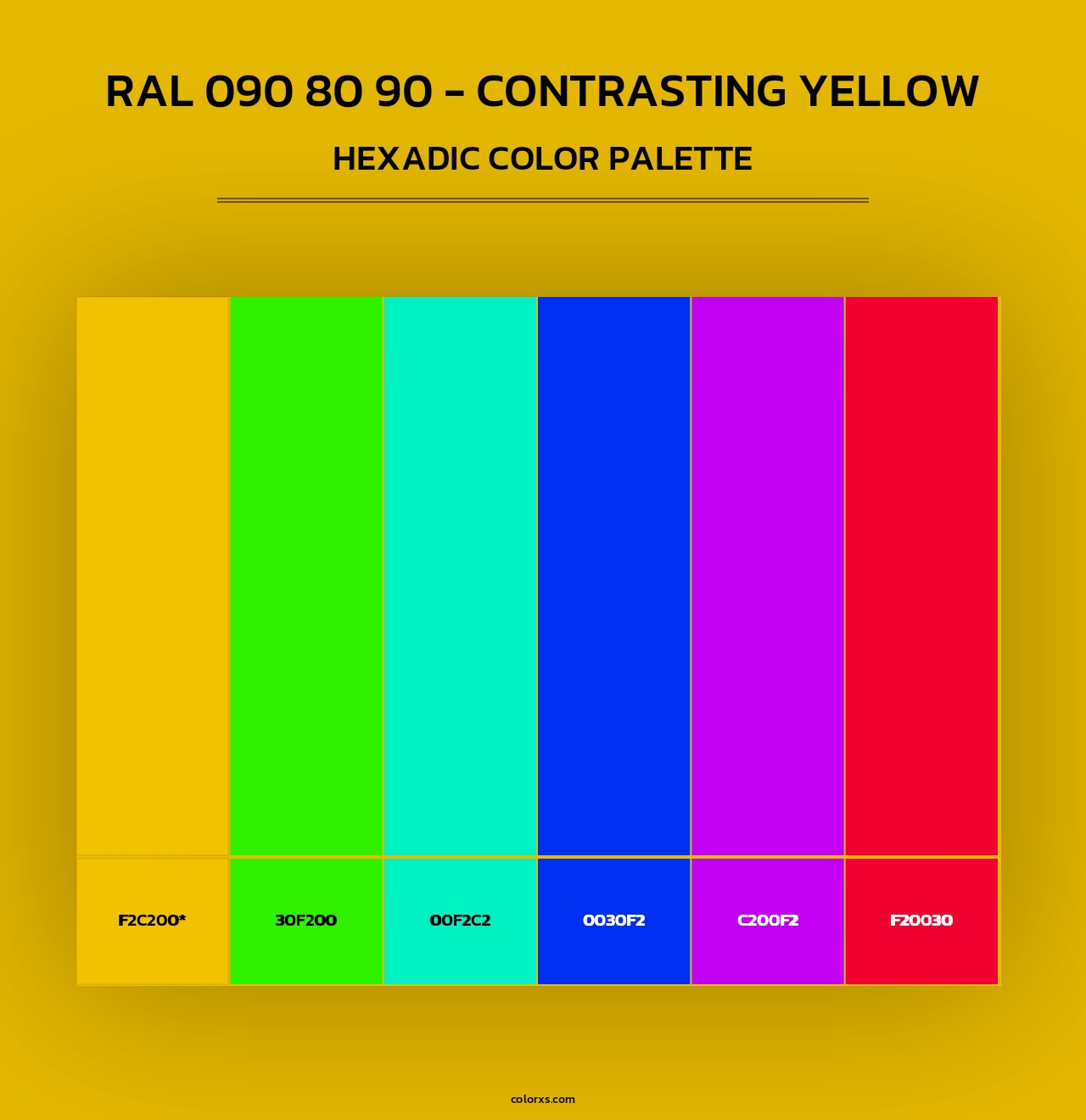 RAL 090 80 90 - Contrasting Yellow - Hexadic Color Palette
