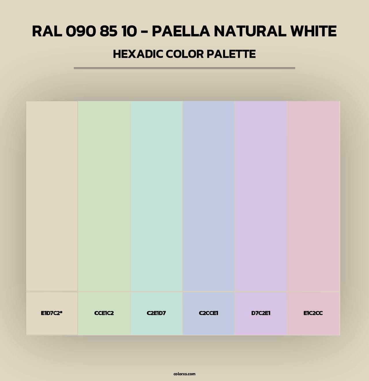 RAL 090 85 10 - Paella Natural White - Hexadic Color Palette